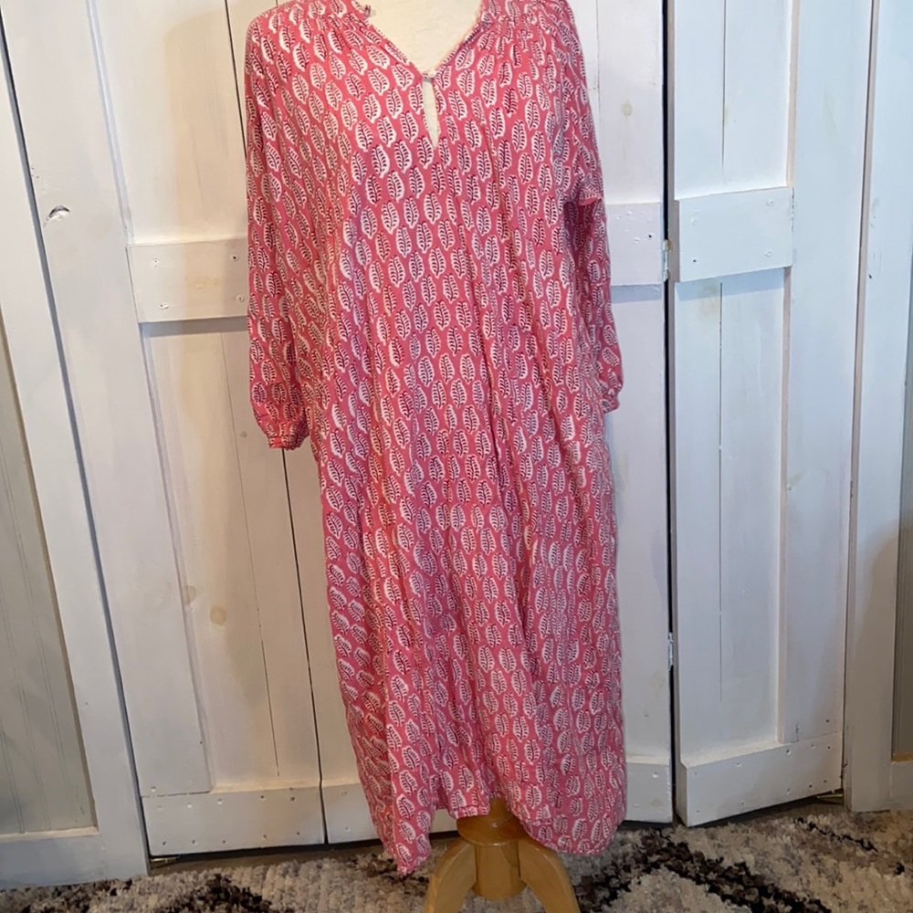 Emerson Fry India Collection Pink Paisley Print Midi Dress